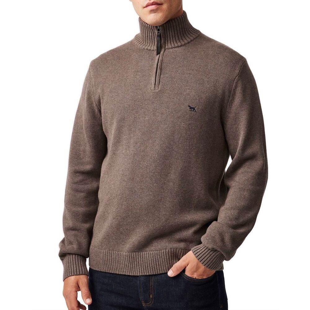 Rodd & Gunn Men’s Sweater‎ Merrick Bay NEW Quarter Zip Nutmeg Brown Medium